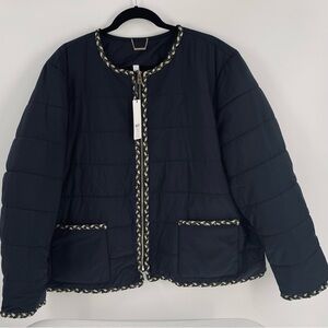 NWT Chico's Black Tweed Gold Trim
Hardware Nylon Quilted Jacket Winter Gift
